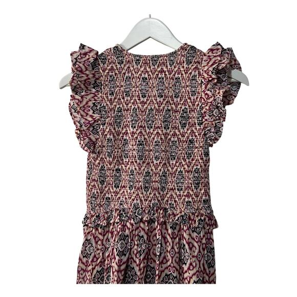 ELAN WOMENS XSMALL RUFFLE SLEEVE MINI DRESS LAVENDER IKAT PRINT NEW - Picture 8 of 11